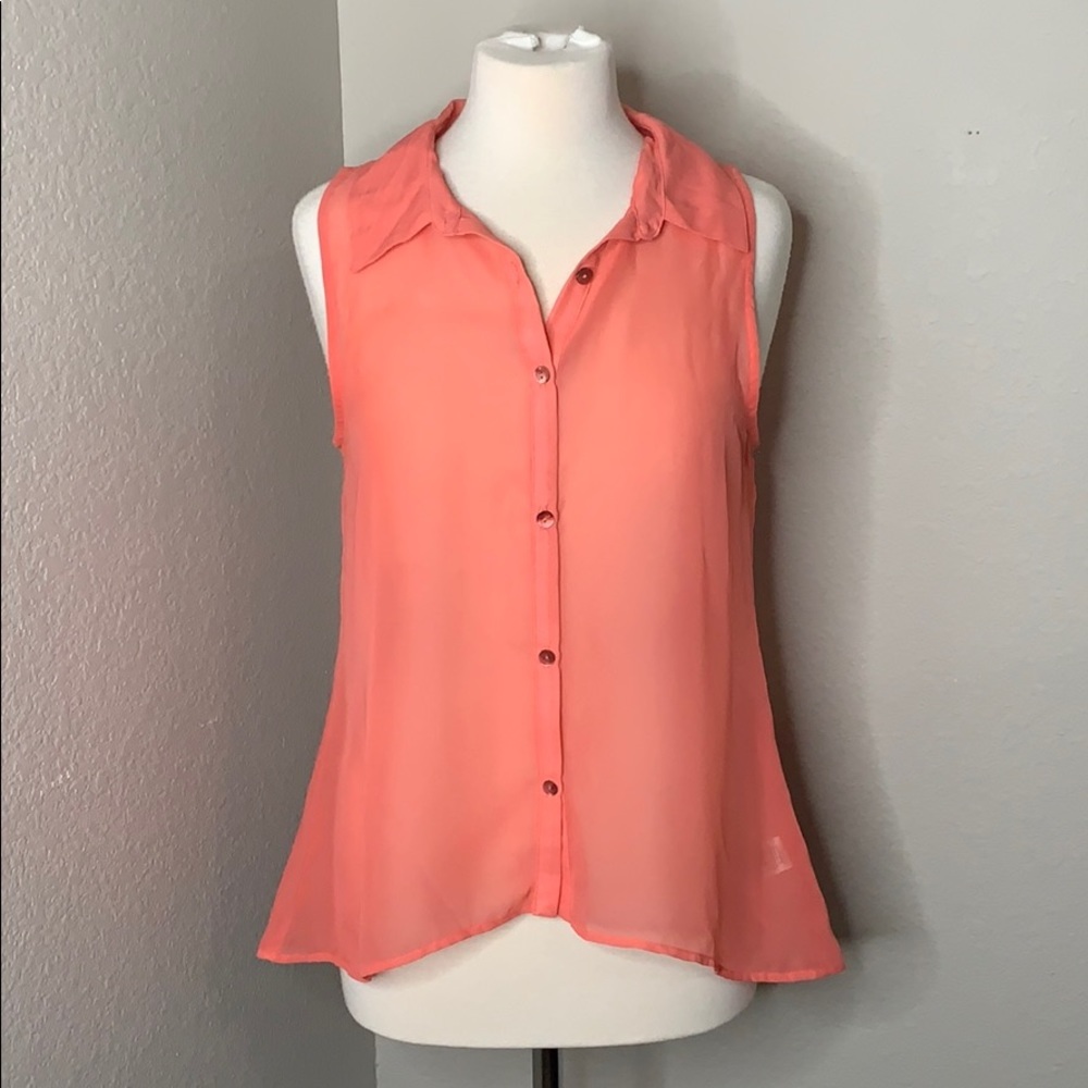 H.I.P. coral button up tank